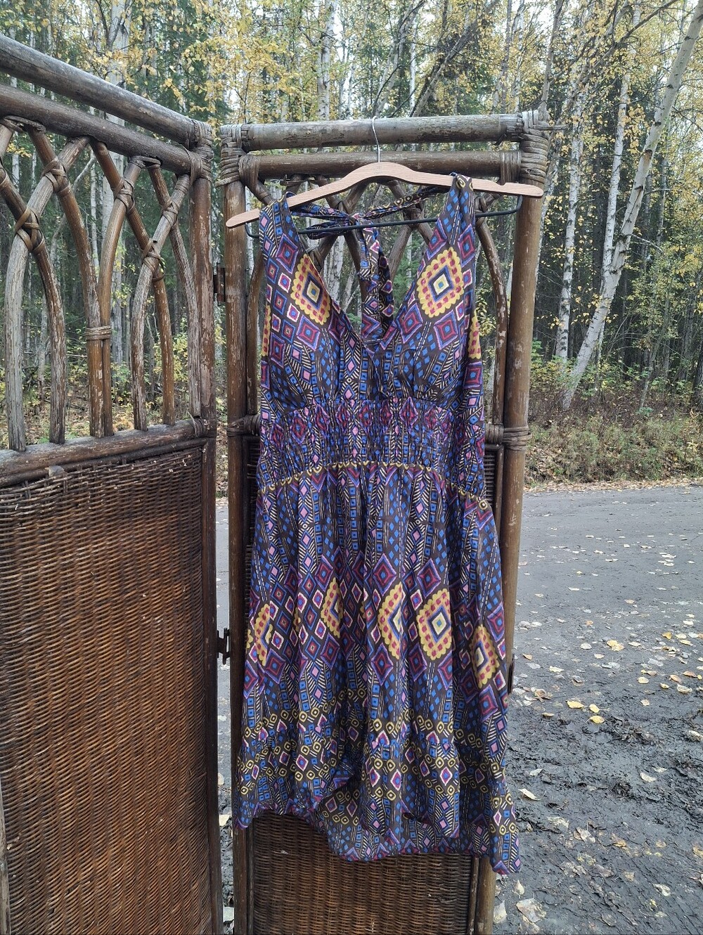 🍀3/15 No Boundaries Purple Multi color Geometric Midi Dress